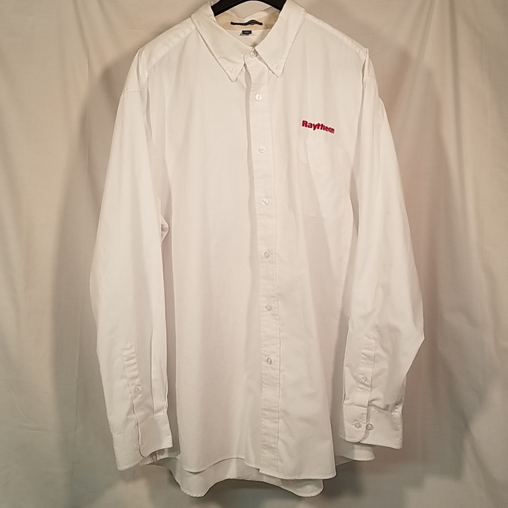 Mens Plus Size Button Down is Raytheon Logo